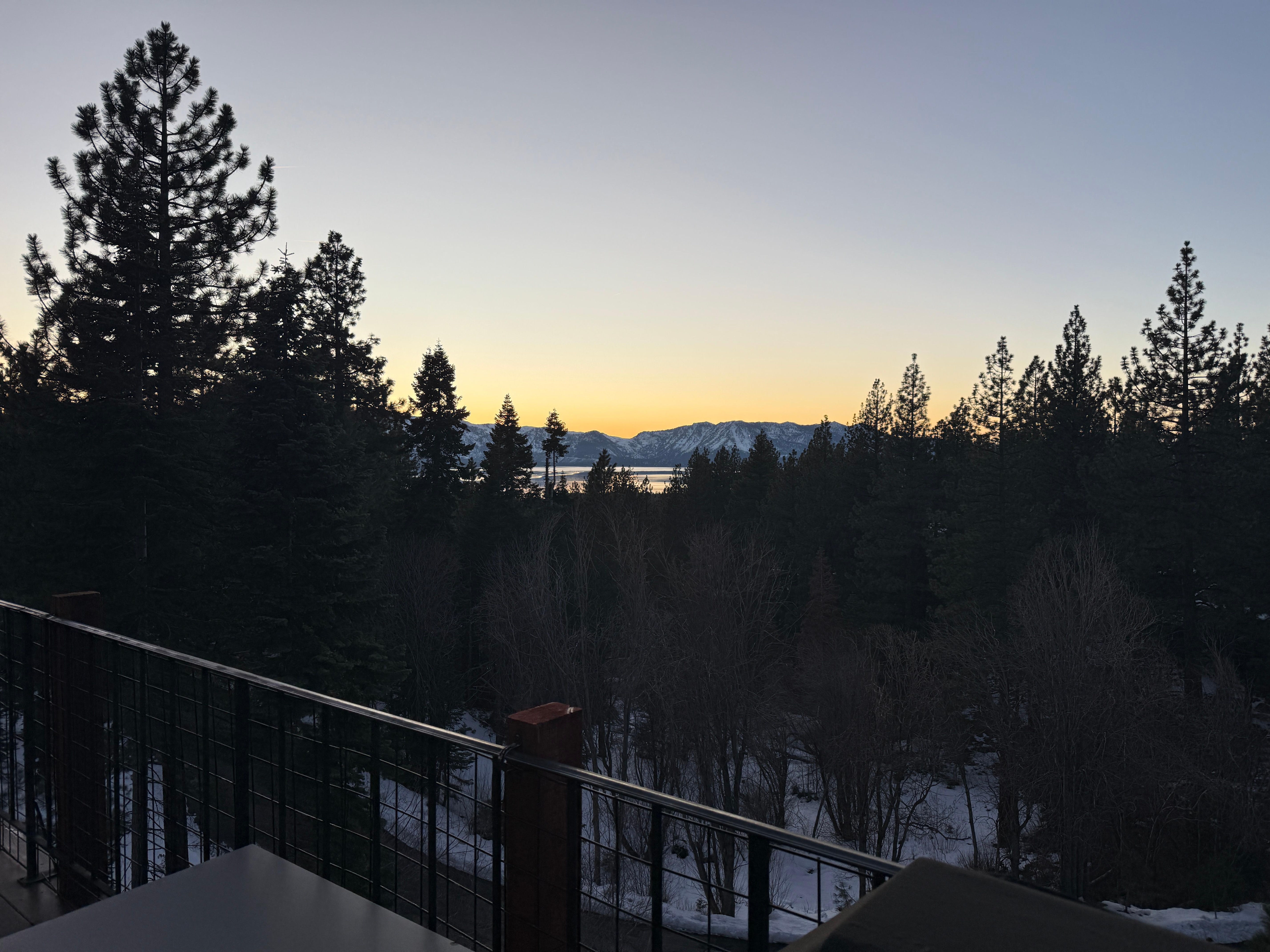 Lake view at sunset. 