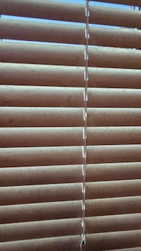 (Dirty blinds in bathroom)