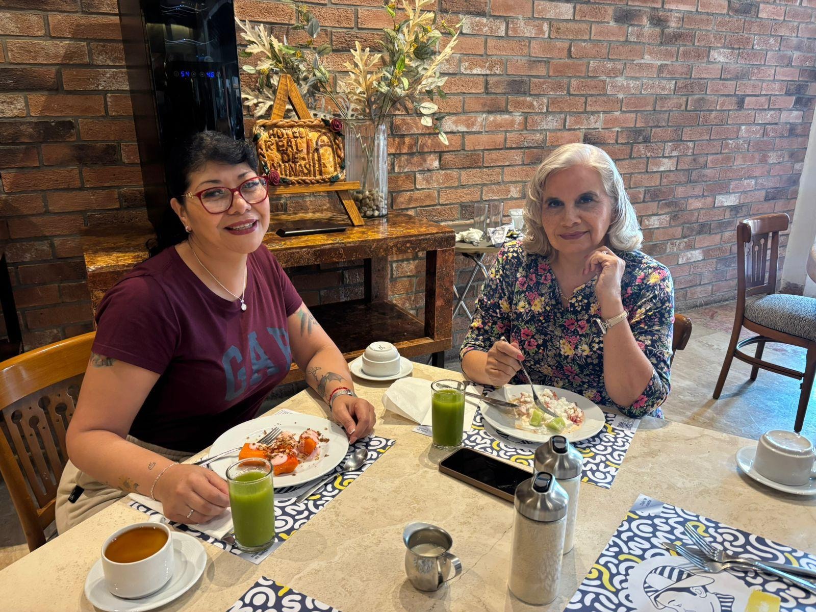 Desayunando el último día de estancia