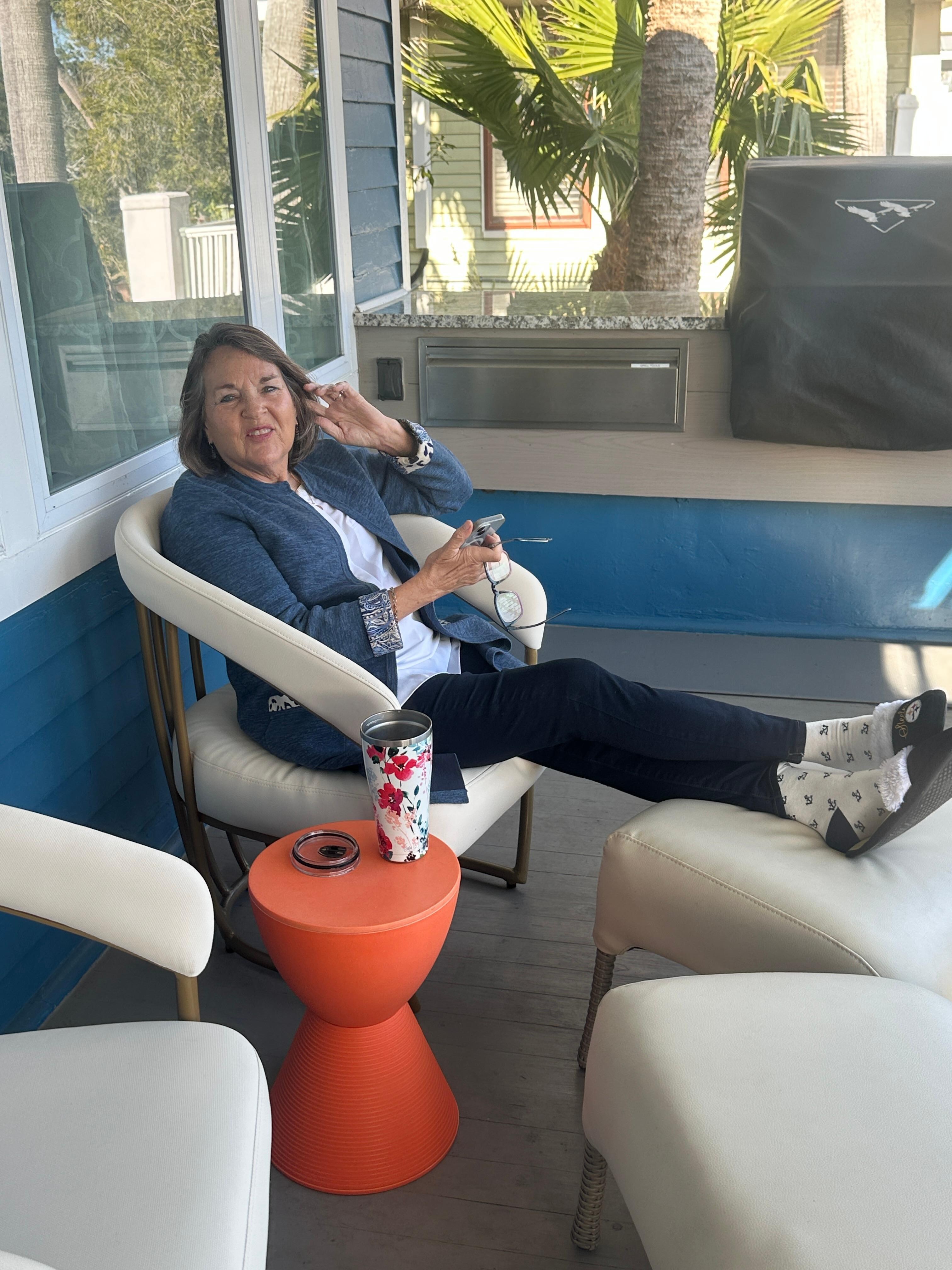 Relaxing on the back porch watching many types of birds.