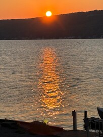 Sunrise from the lakeside deck.
