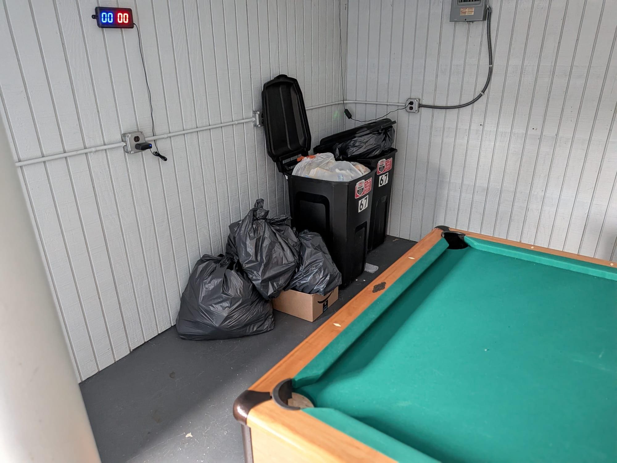 Smelling overflowing trash in the garage