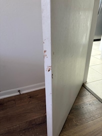 Filthy bedroom door