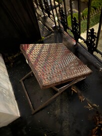 This is one of the outdoor chairs, rusted and broken