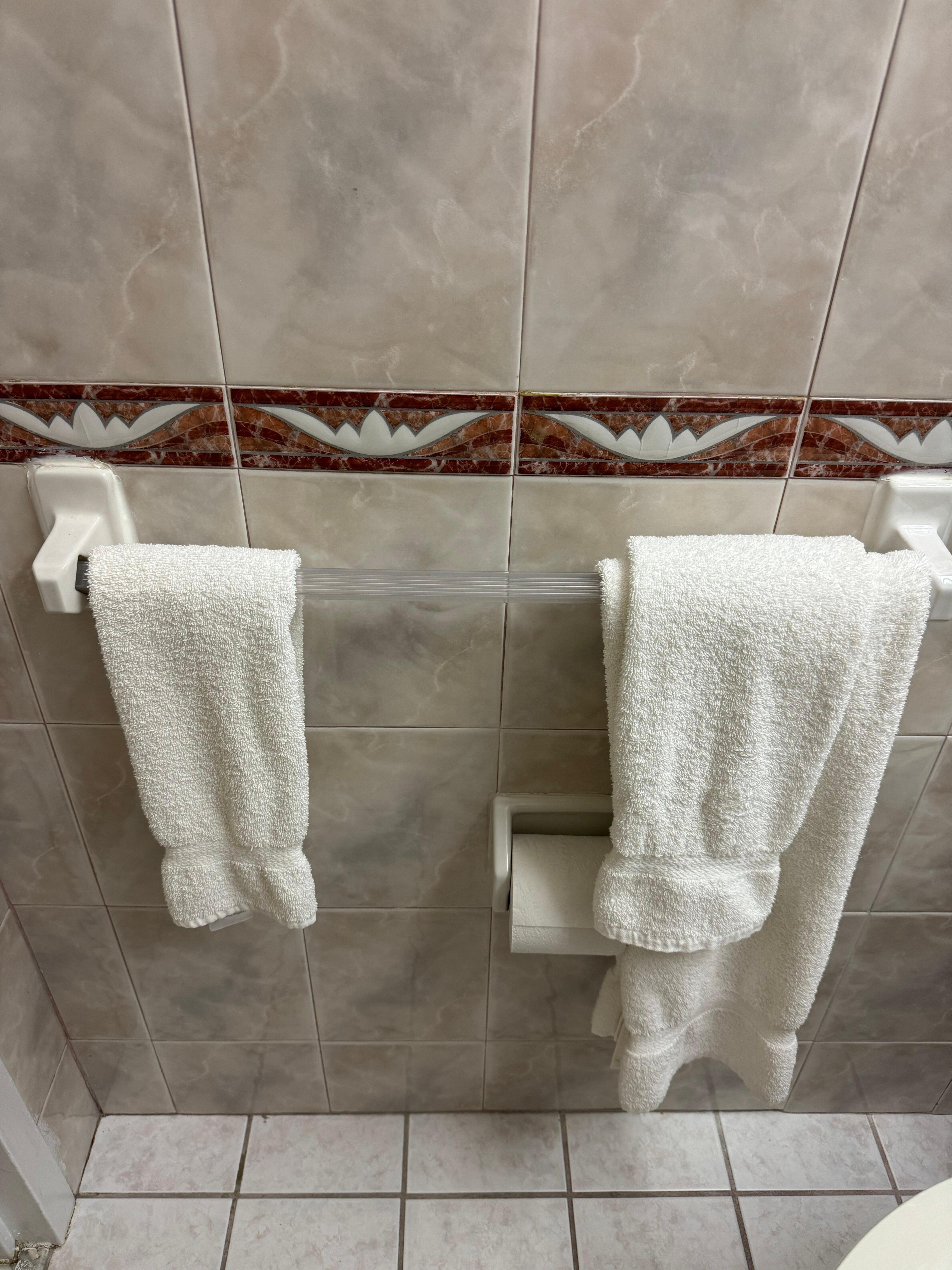 Towels and toilet paper too close for comfort.