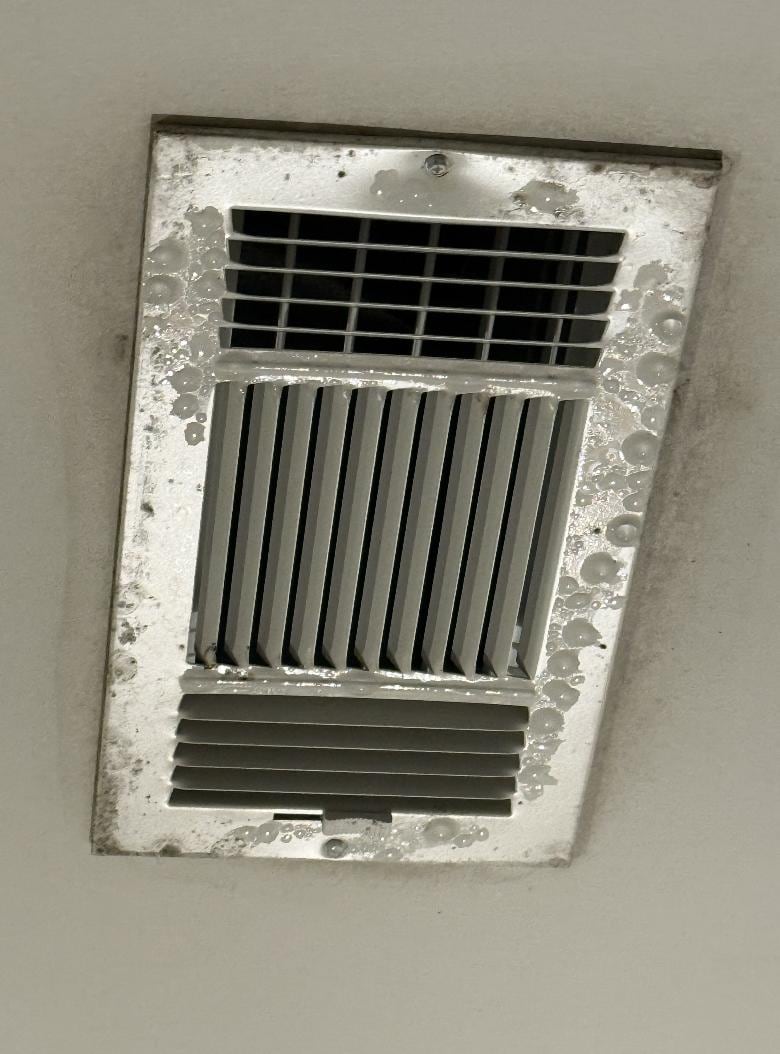Both the bedroom and living vents look like this — imagine what the inside looks like.