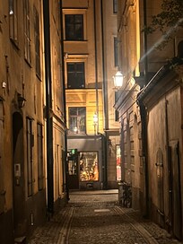 Stora Nygatan street in Gamla Stan where we stayed.