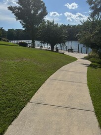 Walkway down to the path by the water