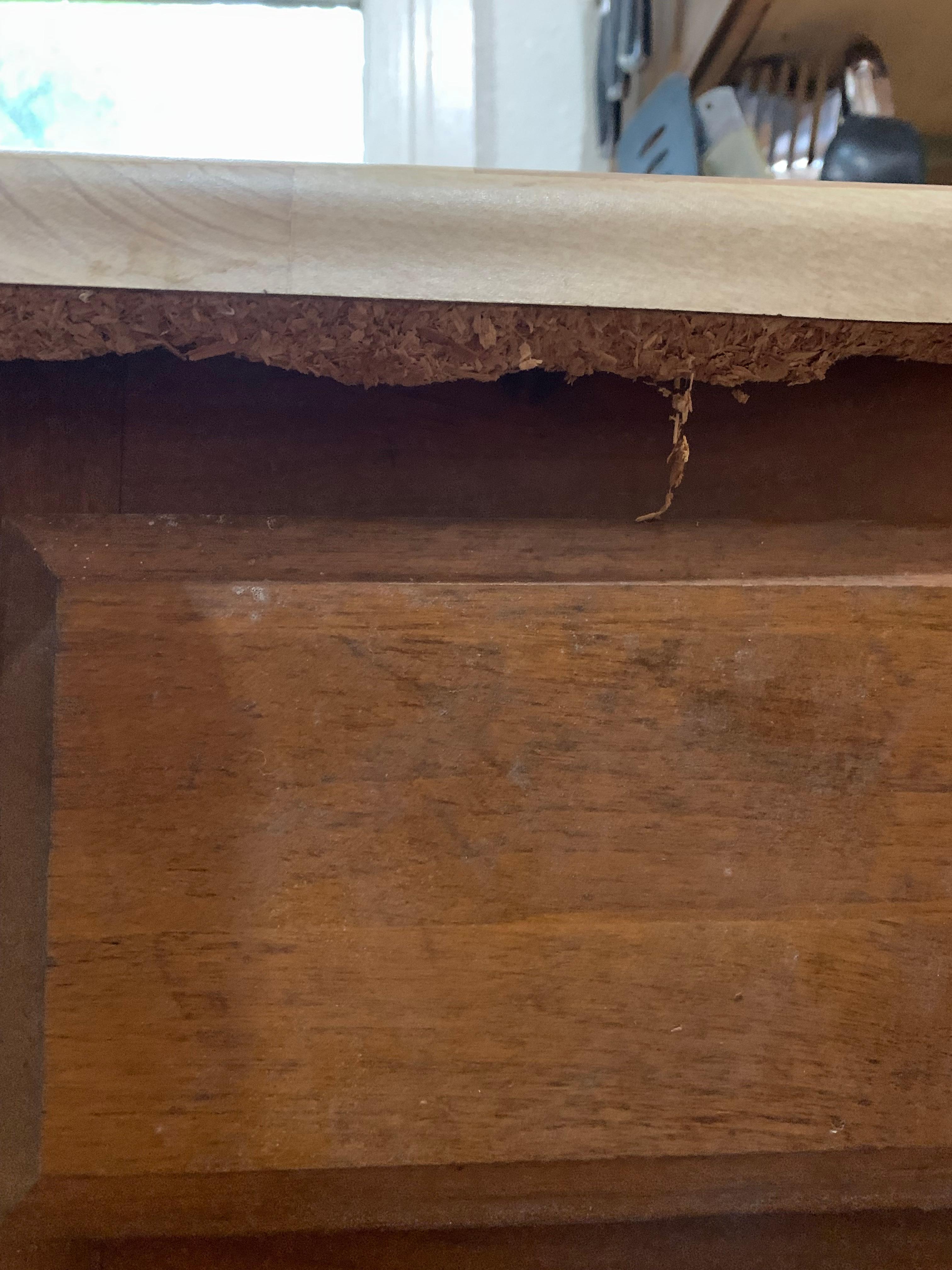 Termite nest above the utensil drawer. 