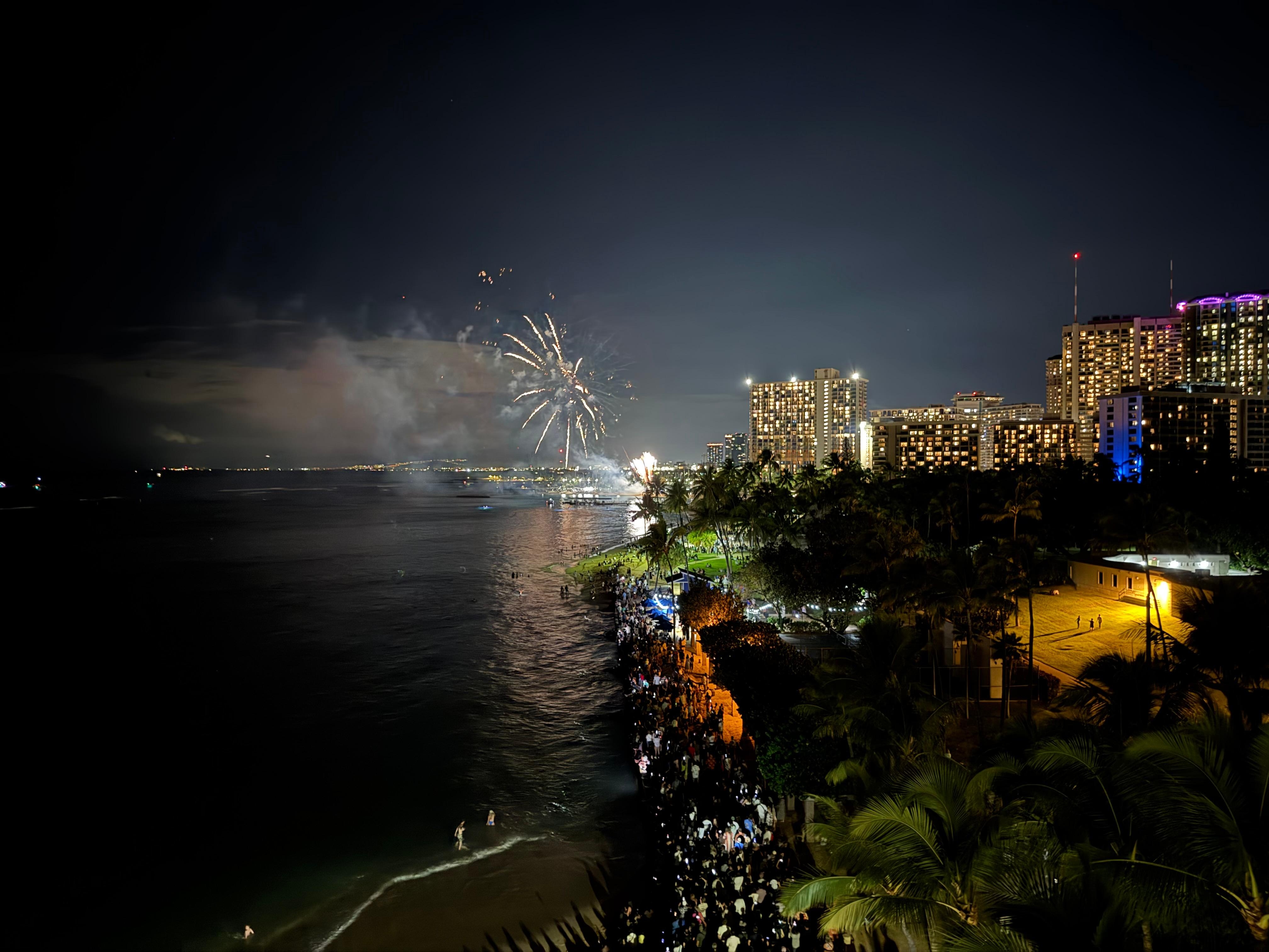 Friday night fireworks from balcony.