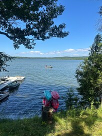 My teens enjoying Little Platte Lake, which was a very short walk from the cabin