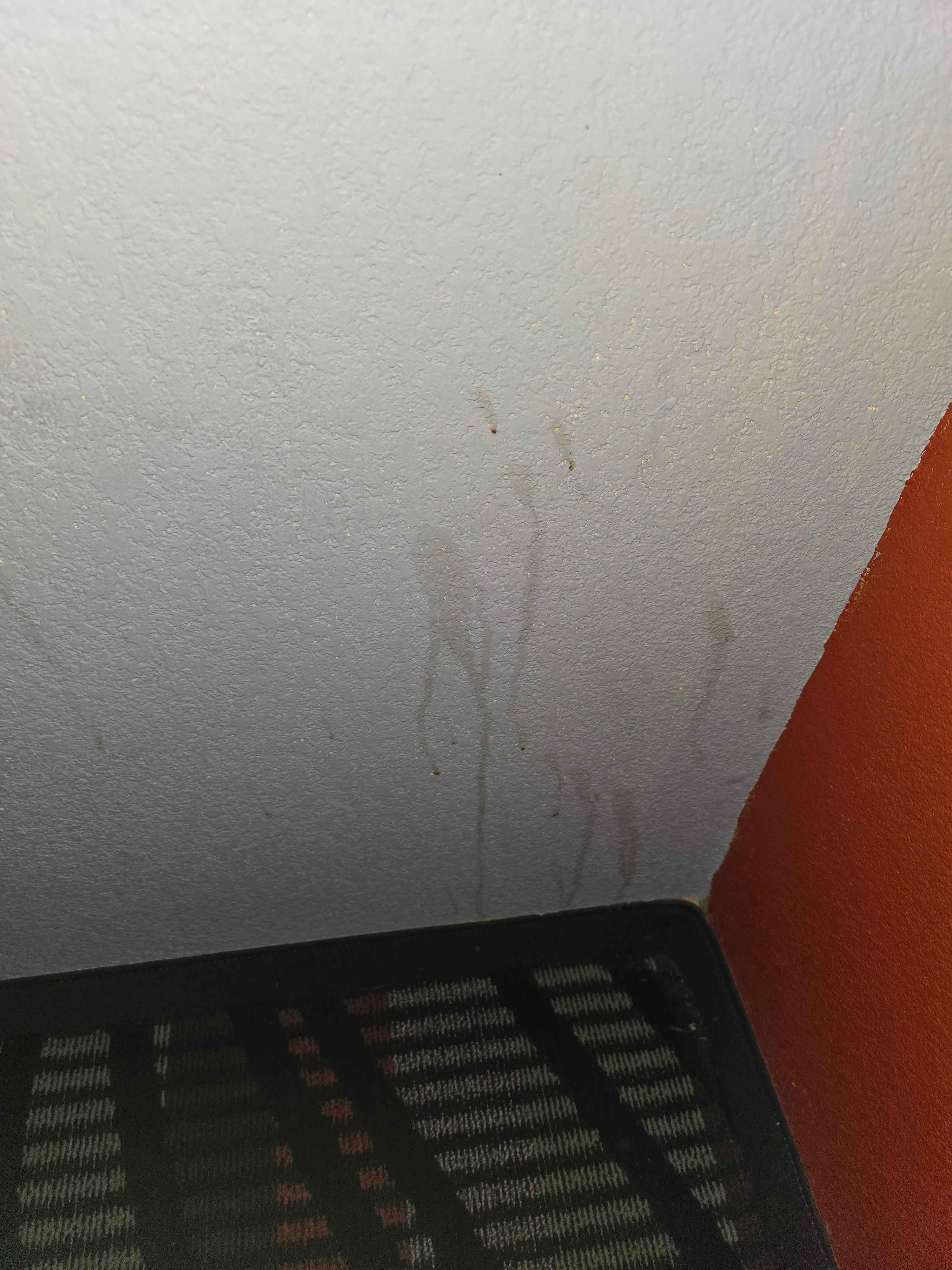 Wall with spilled liquid on it.  