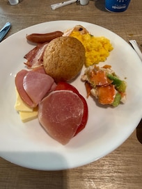 The breakfast buffet has plenty of options.