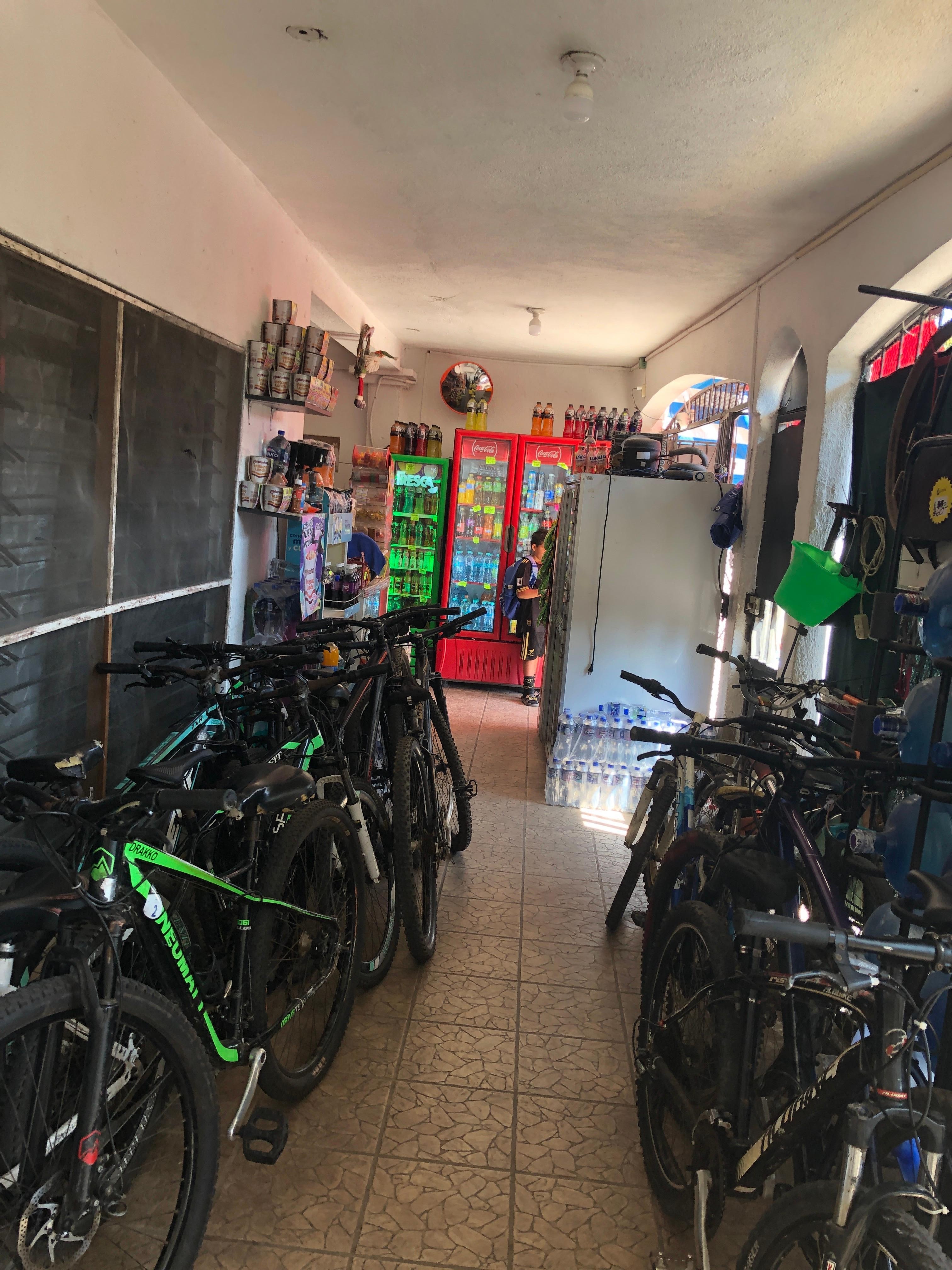 Store downstairs rents bikes