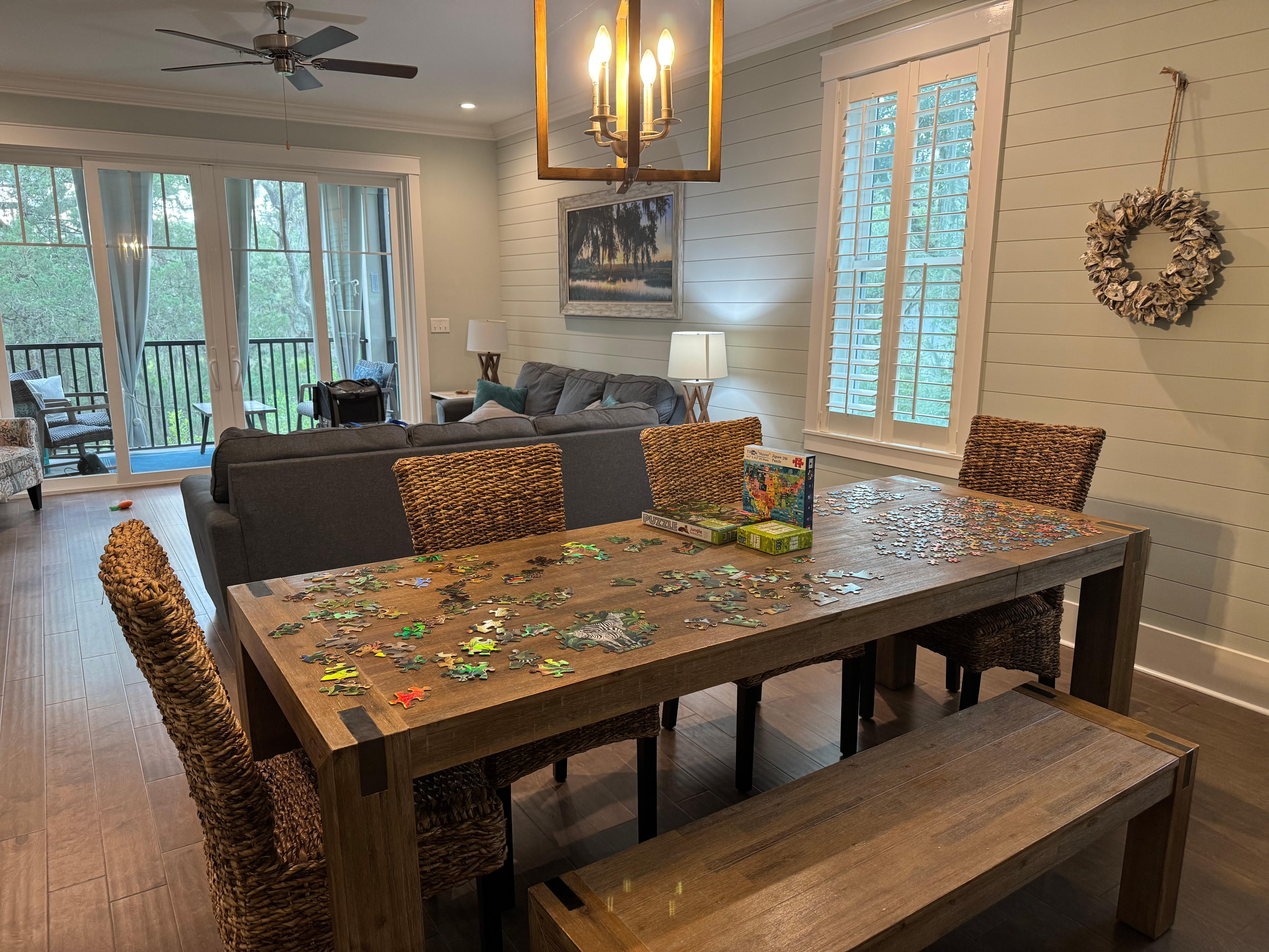 Airy high ceilings during puzzle time!