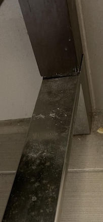 Inside the bathroom where they store towels.