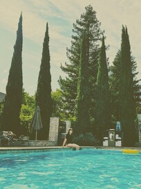Relaxing by the pool.