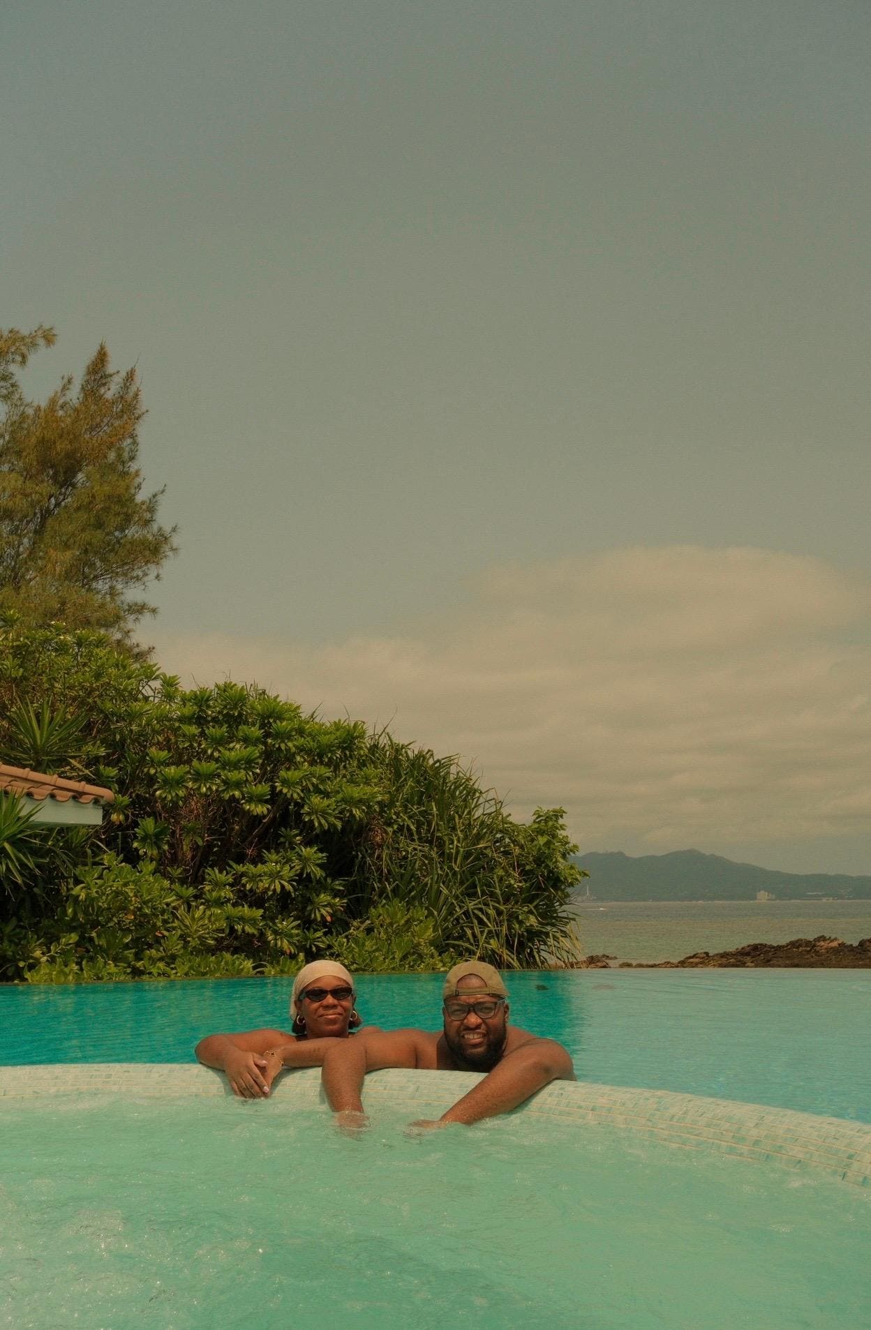 the quiet pool overlooking the beach