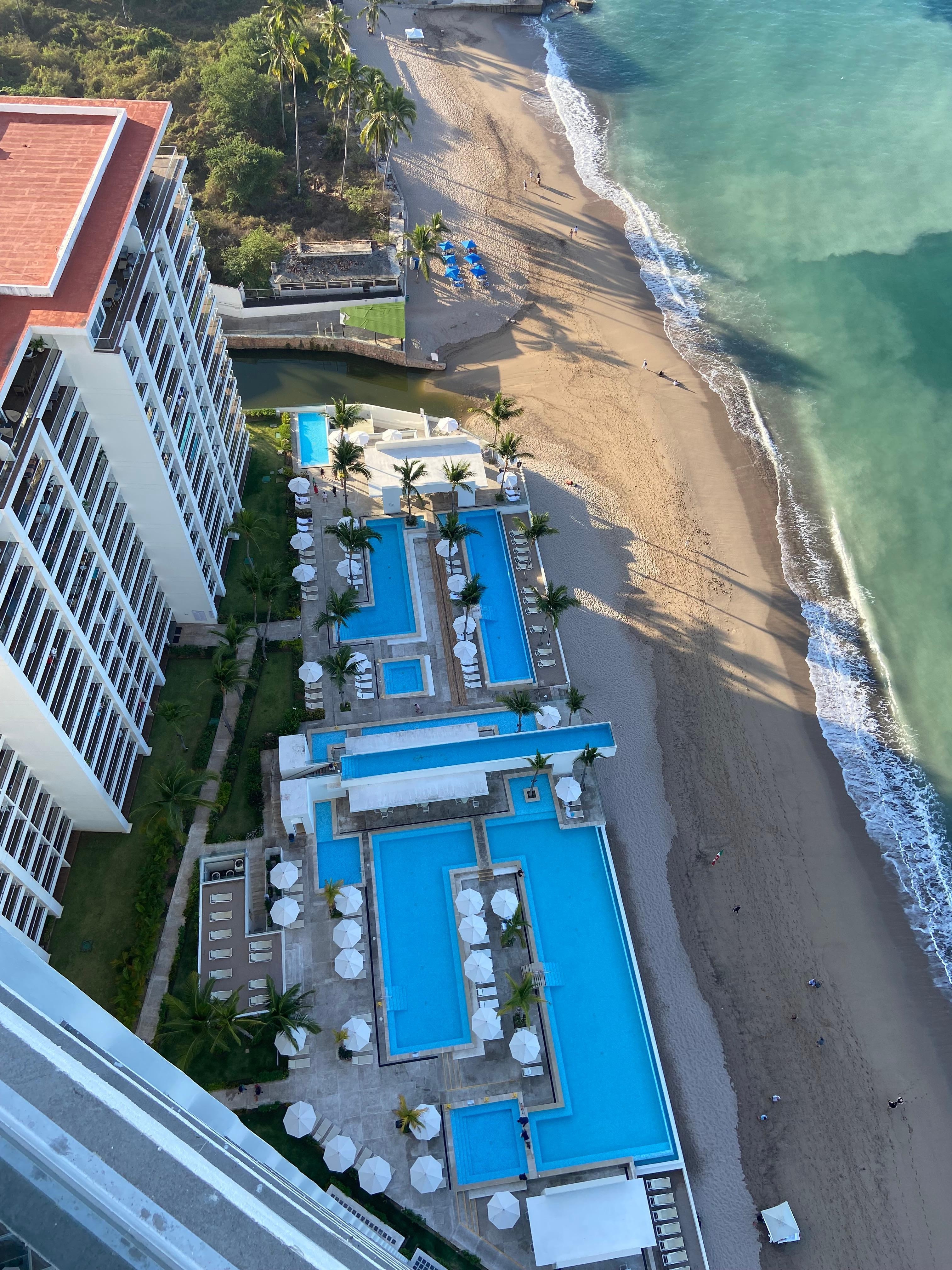 View of the pools from the balcony