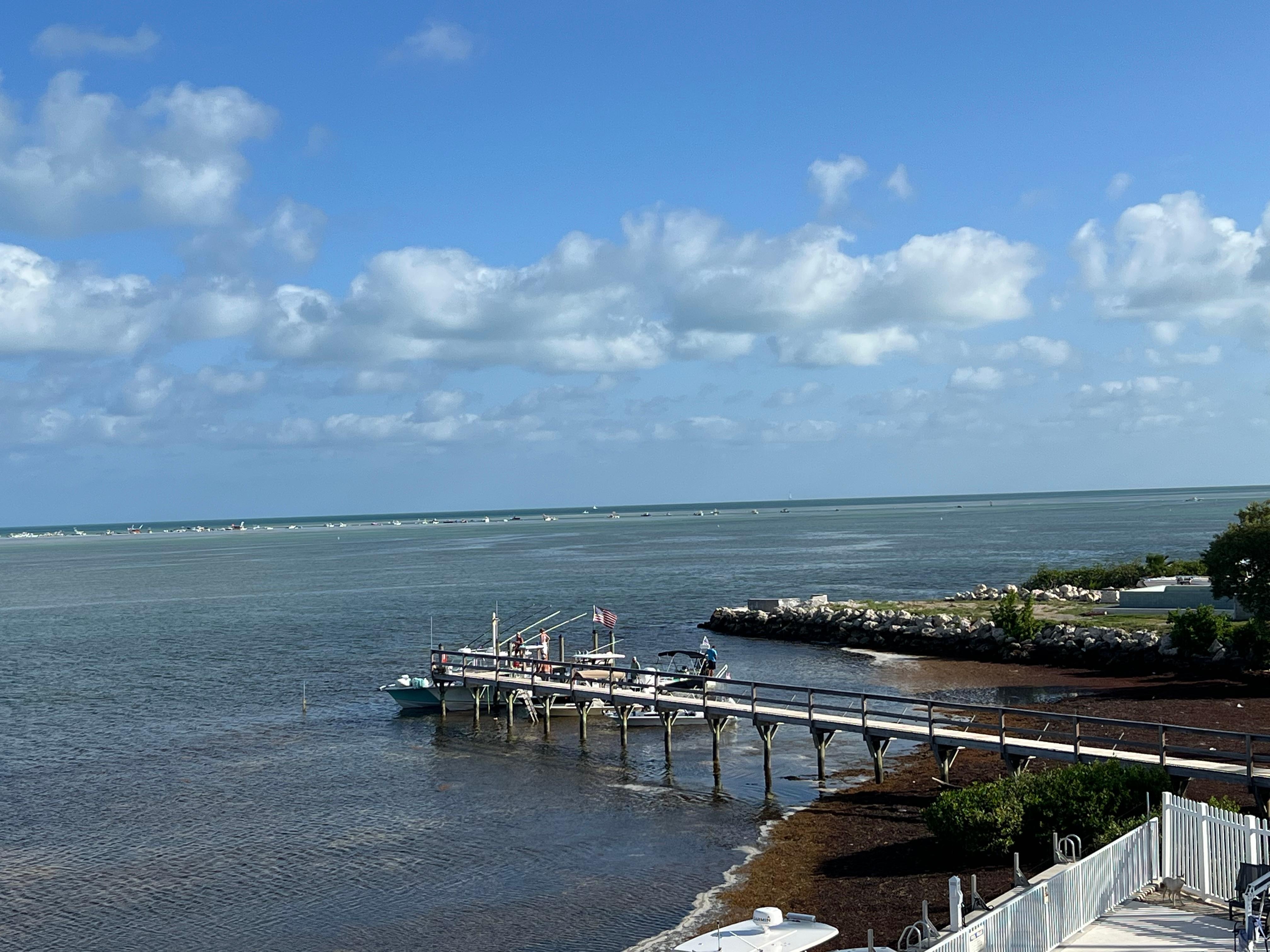 Dock area and ocean from the top deck. 