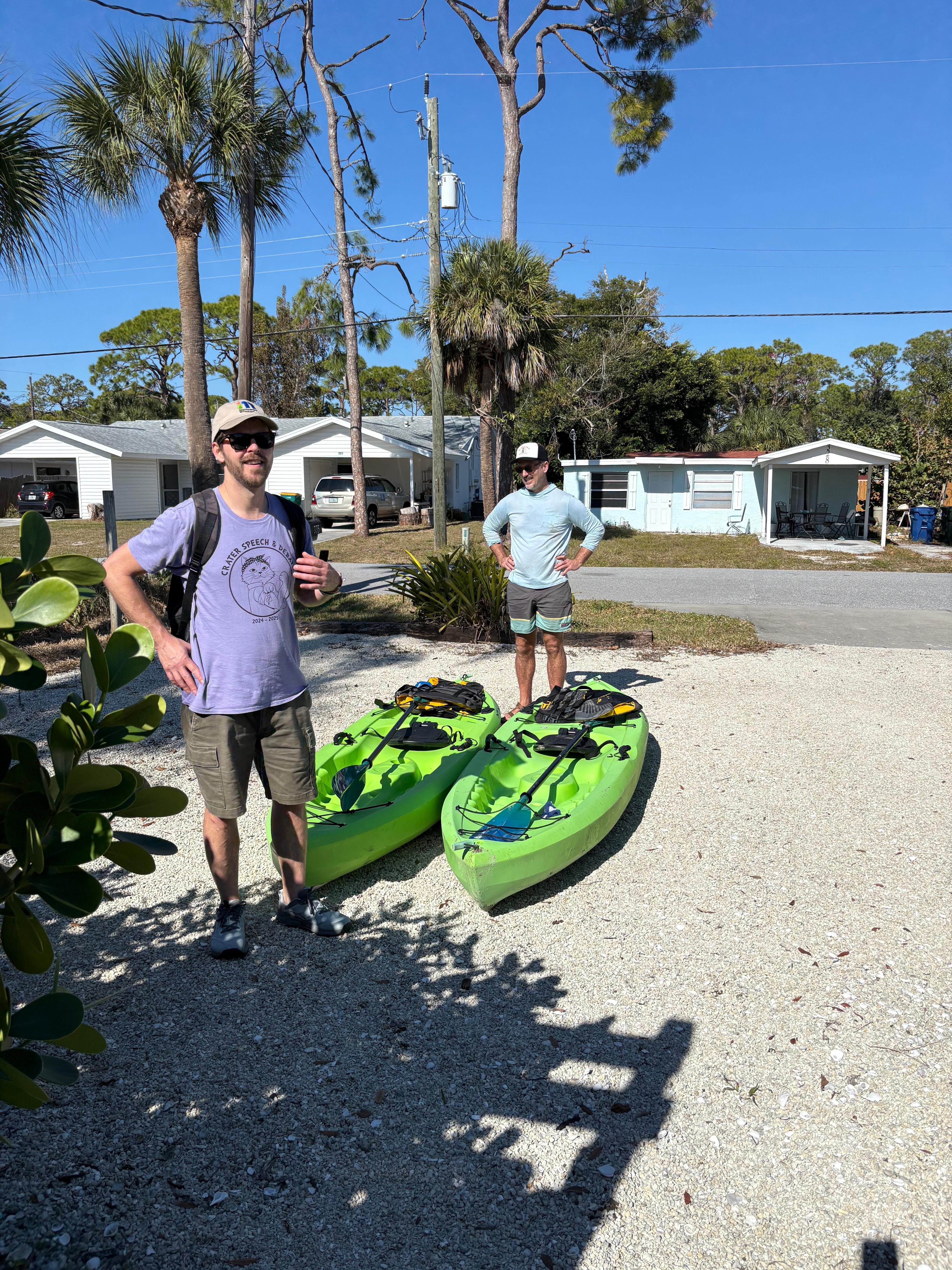 Kayaks that were included with the rental.