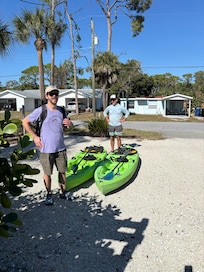 Kayaks that were included with the rental.