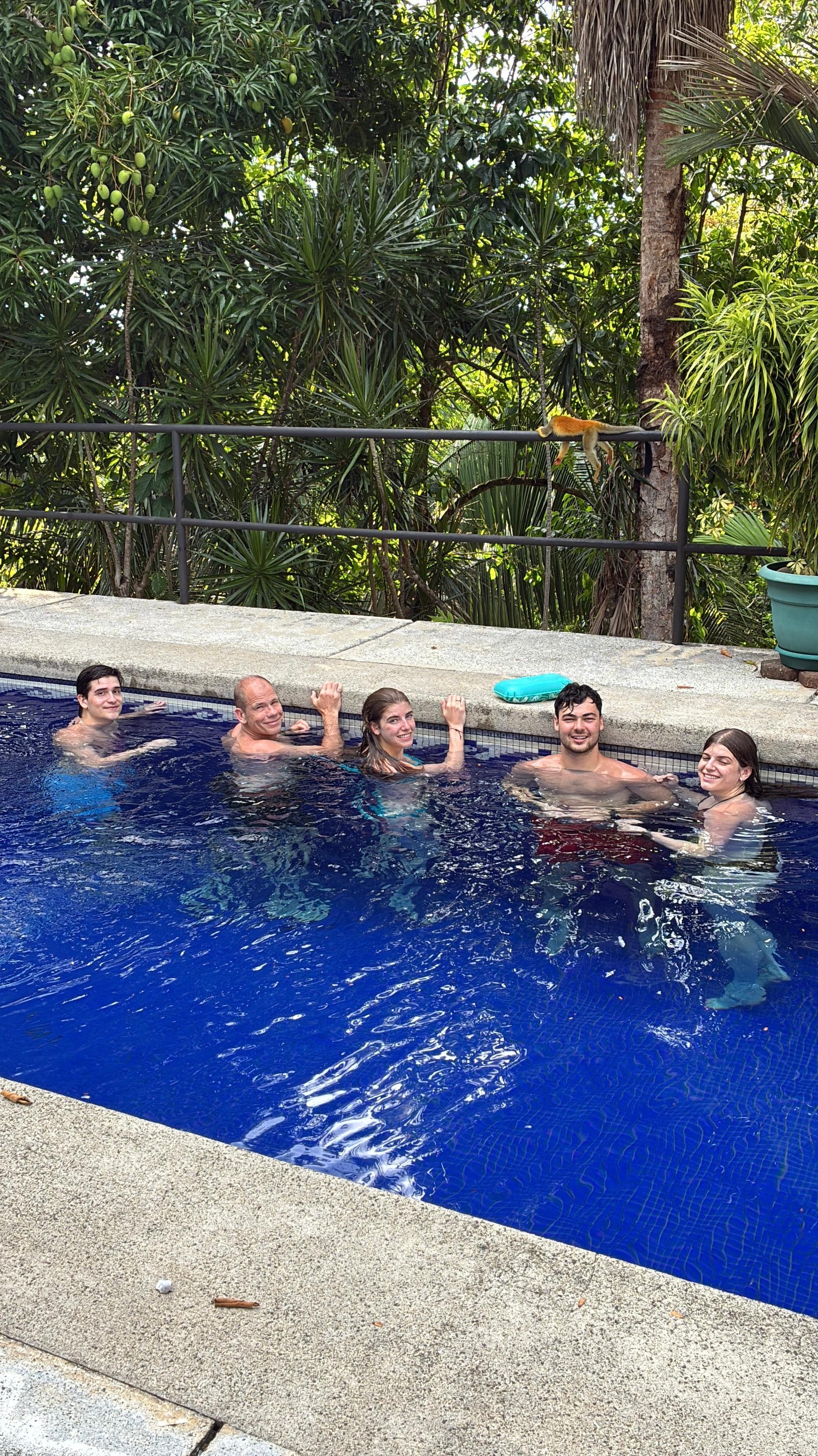 Pool time with one of the squirrel monkeys.