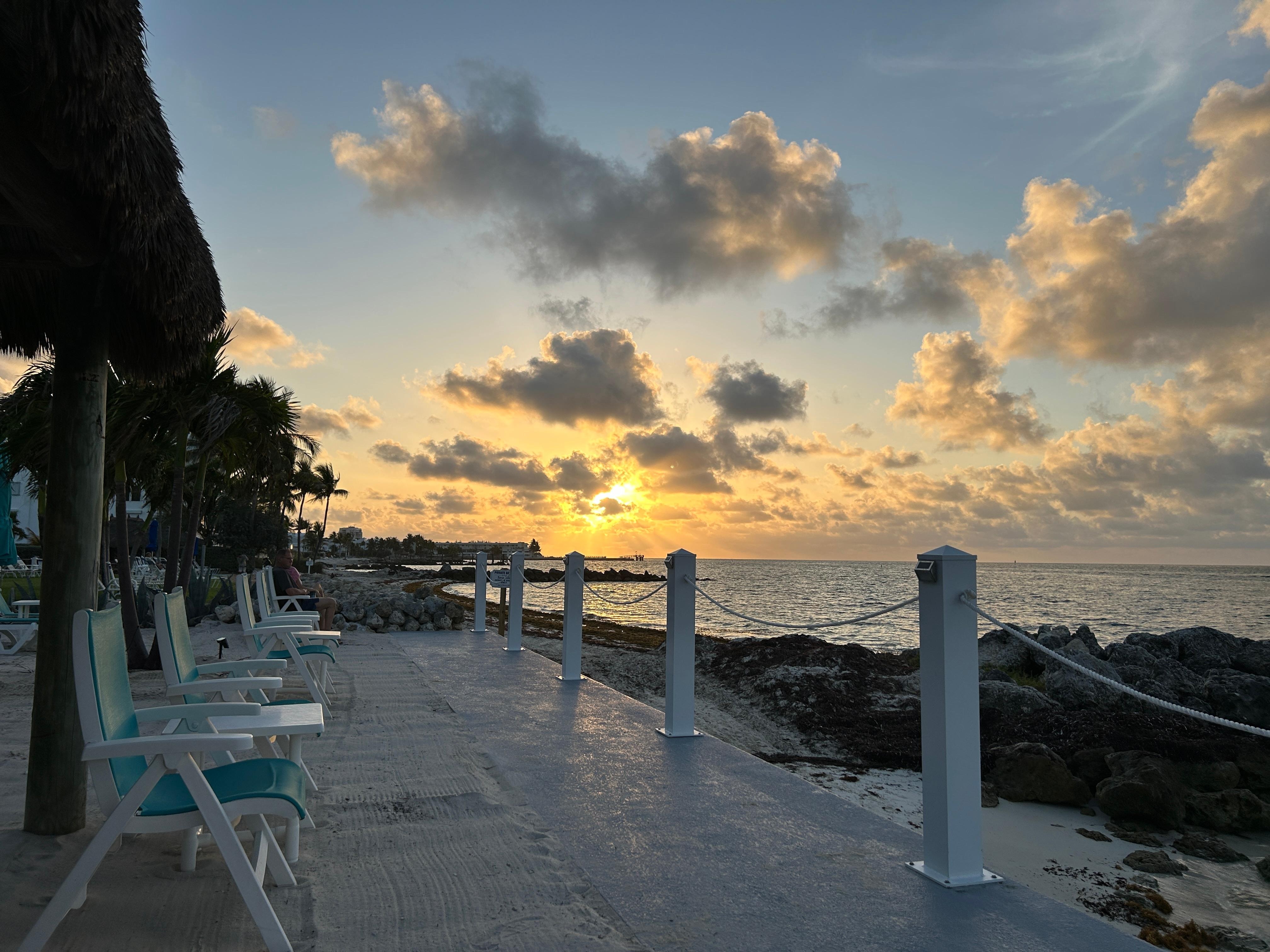 Sunrise on the private beach.
