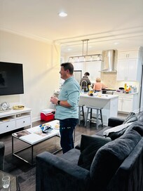 Big TV and comfy couches