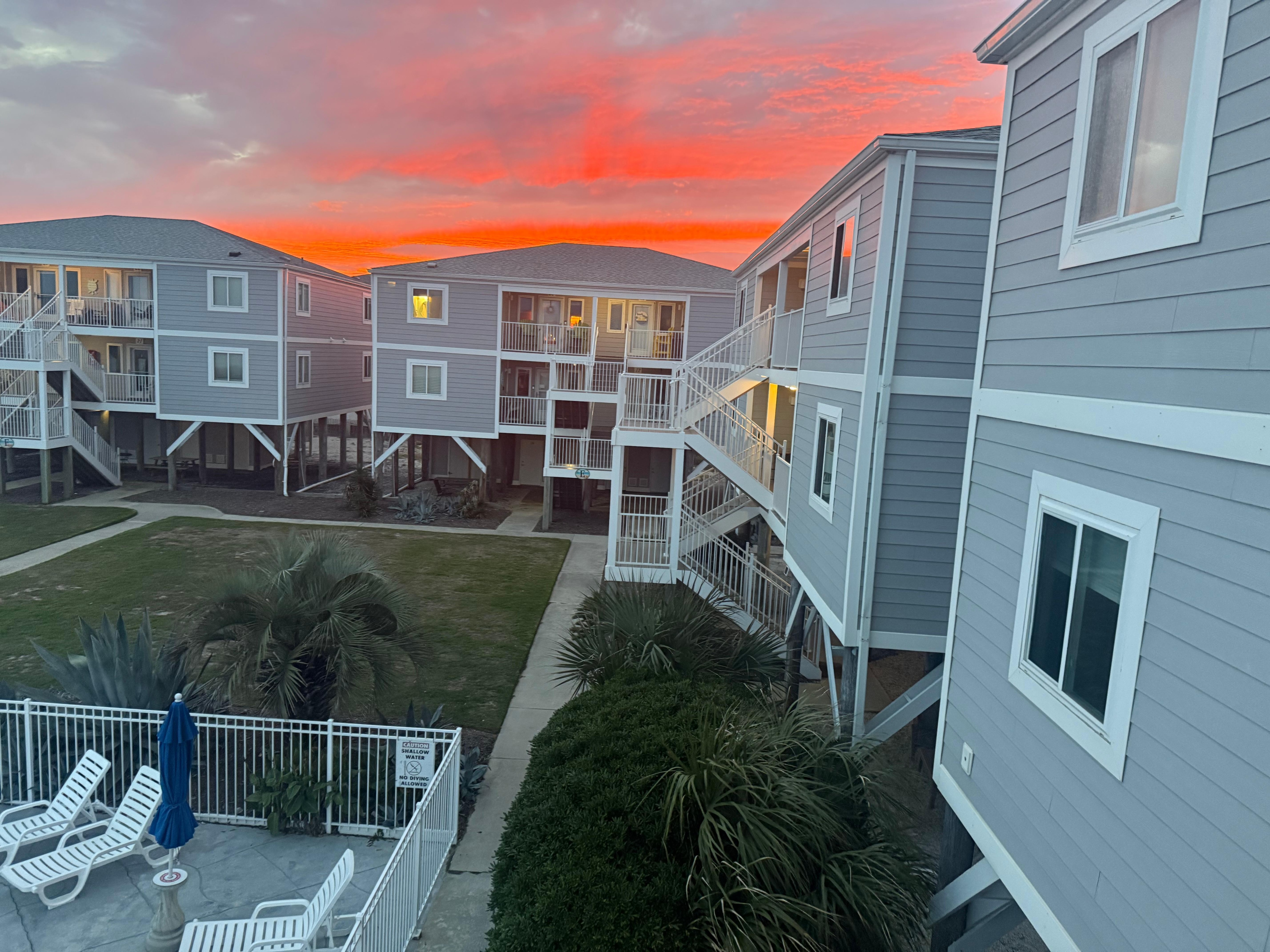 Sunset from our unit. I didn’t take any photos of inside. 