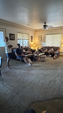 Massive family room with giant TV