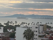View of cruise ship coming into port from the Penthouse unit