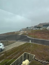 Right at the end of the street. A view looking north towards Bodega Bay.