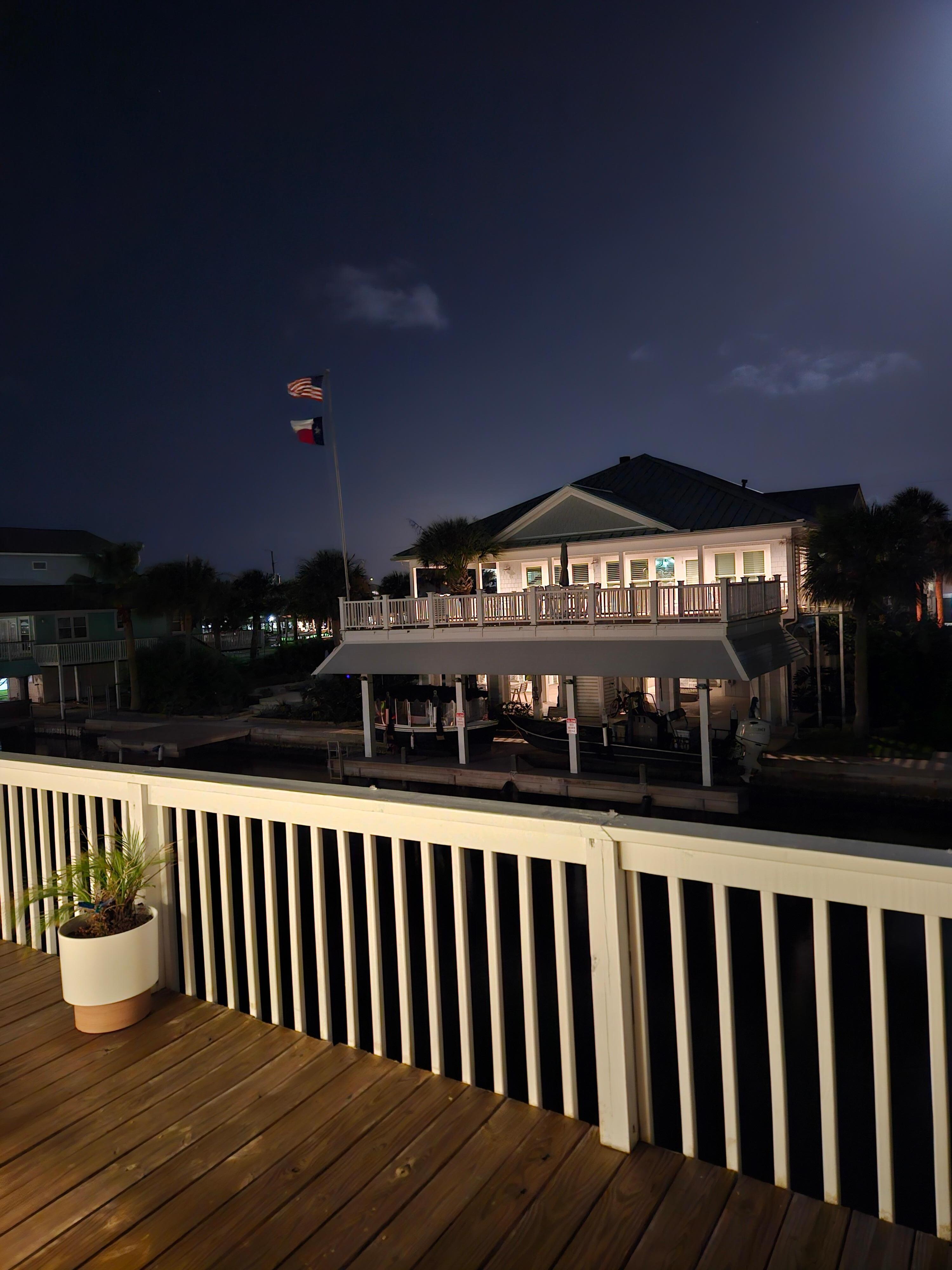 View from porch at night