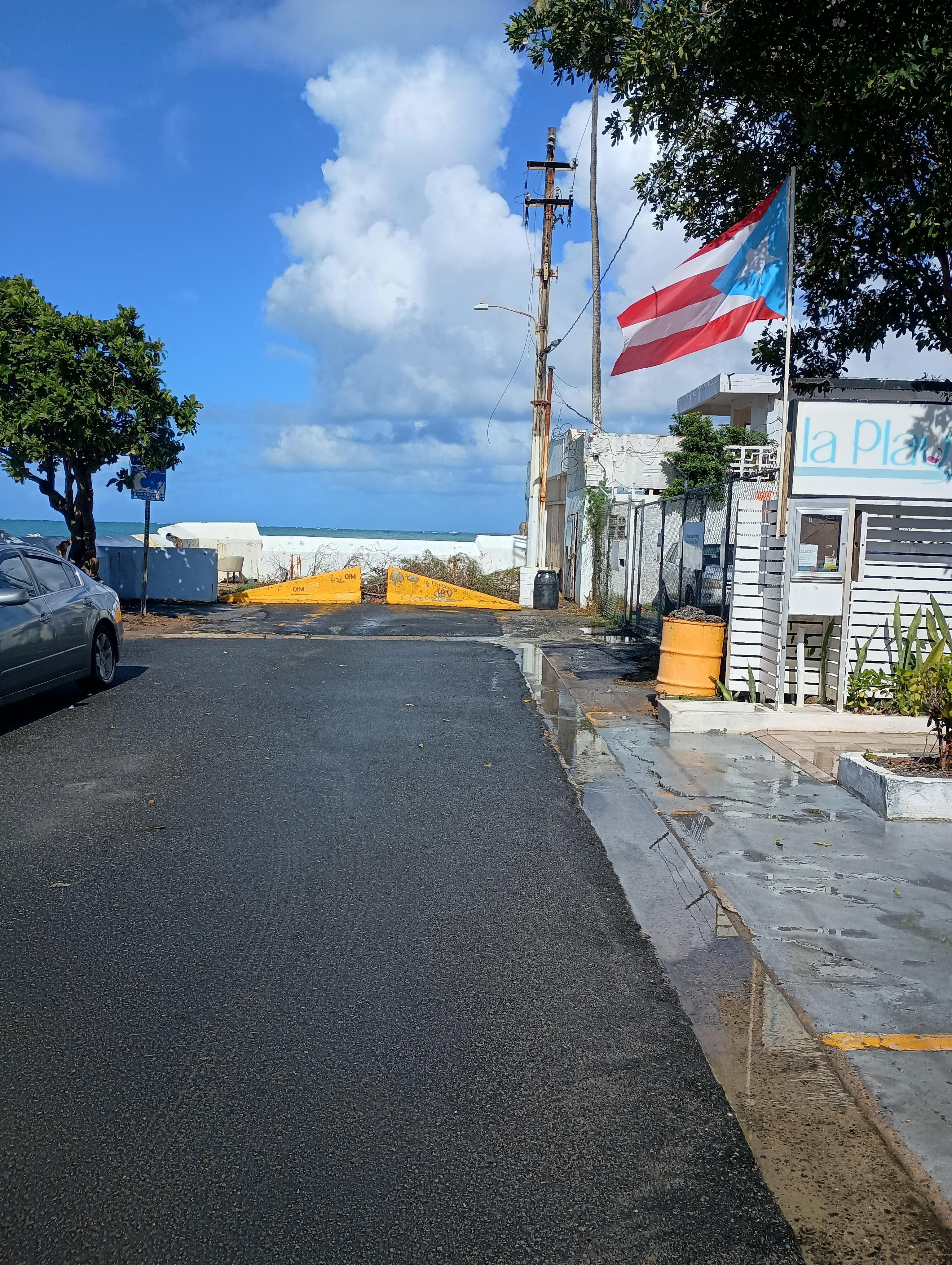 The water wall and street right outside property.