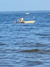 On the floating dock!