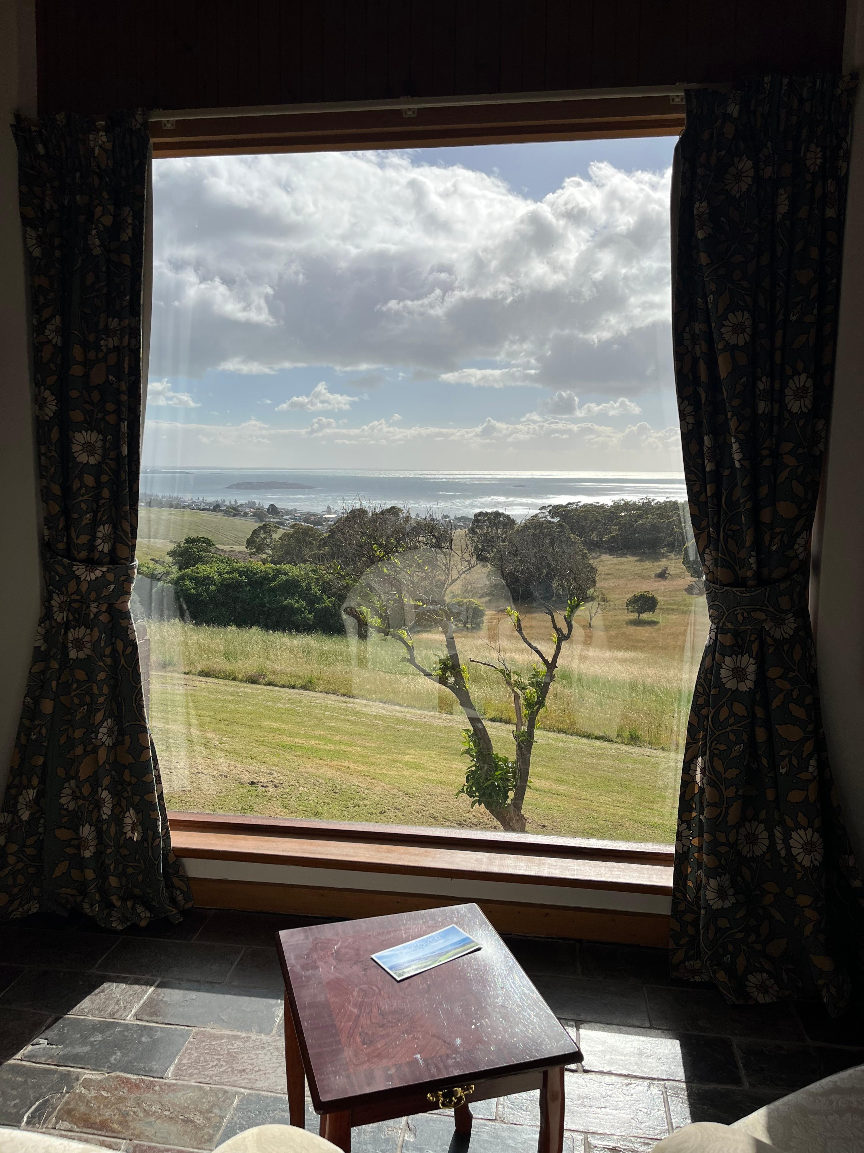 The amazing view of encounter bay, the causeway to Granite island , the pine trees of Victor Harbour and the glorious ocean view.. 