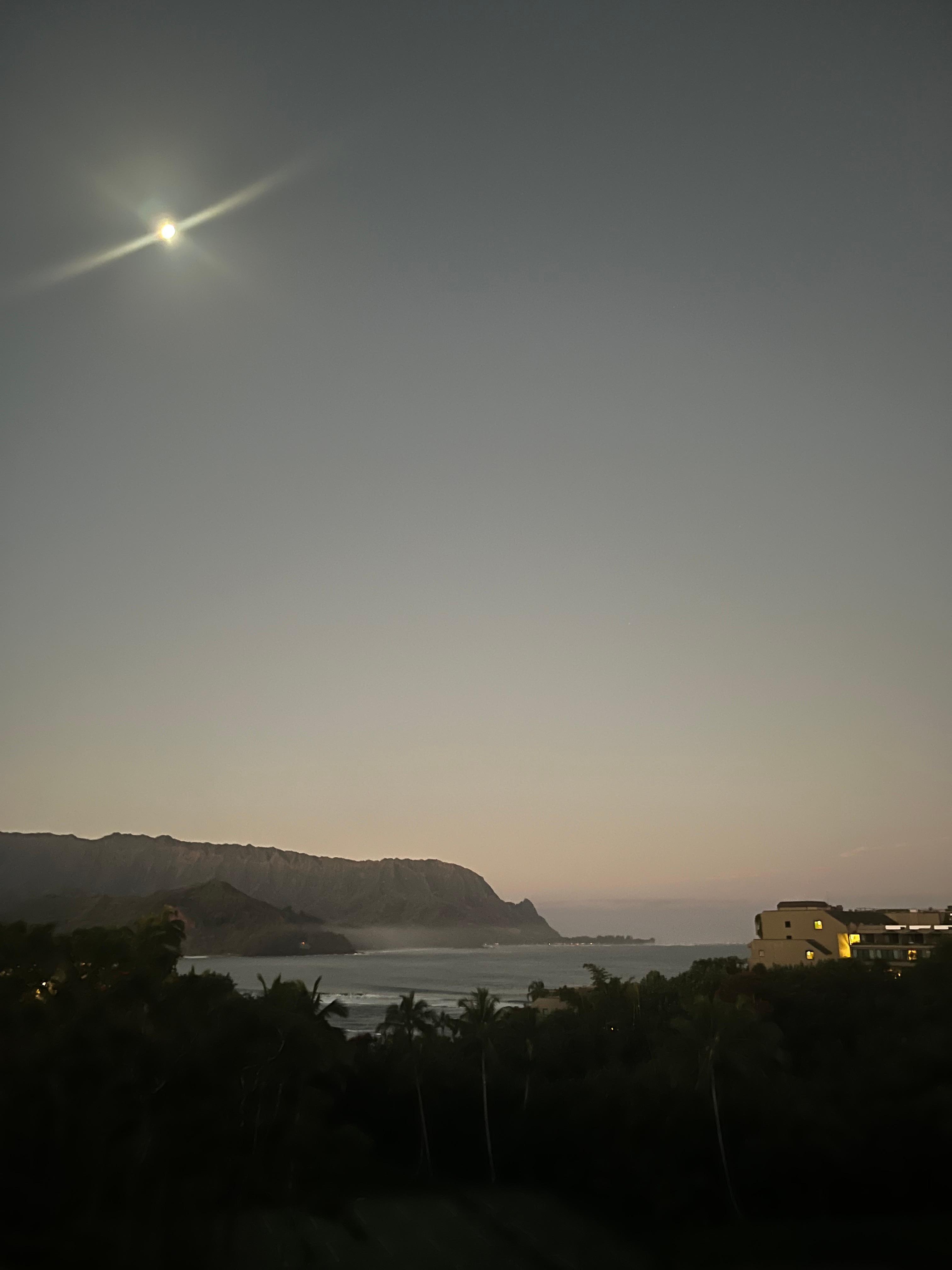 Moon over Hanalei Bay
