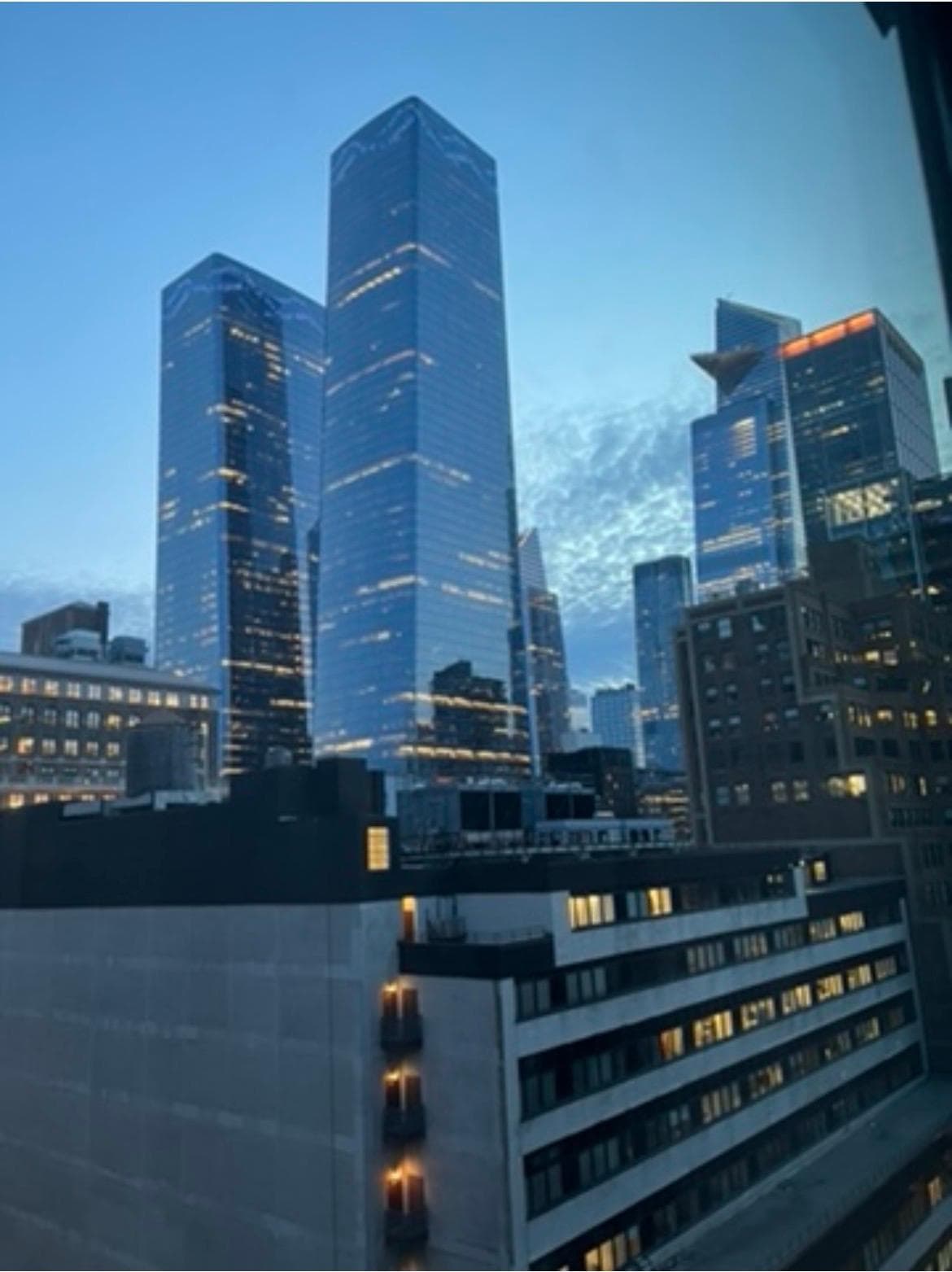 View from room window. Observation deck “The Edge” visible top right 