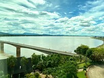 We had a room with river view. The blue hue is a reflection from the glass