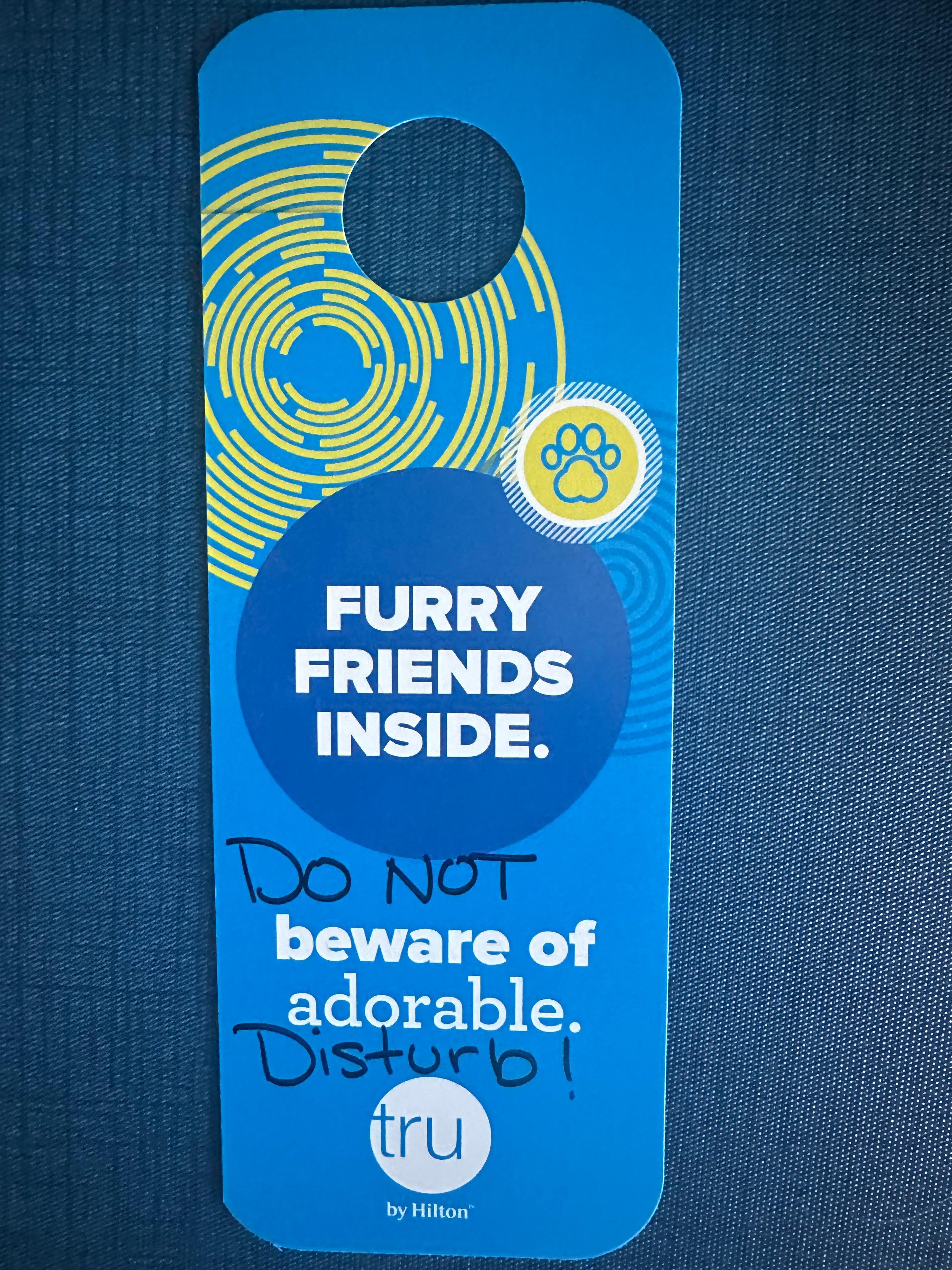 Hotel ran out of DND signs… they made me one for the rest if my stay