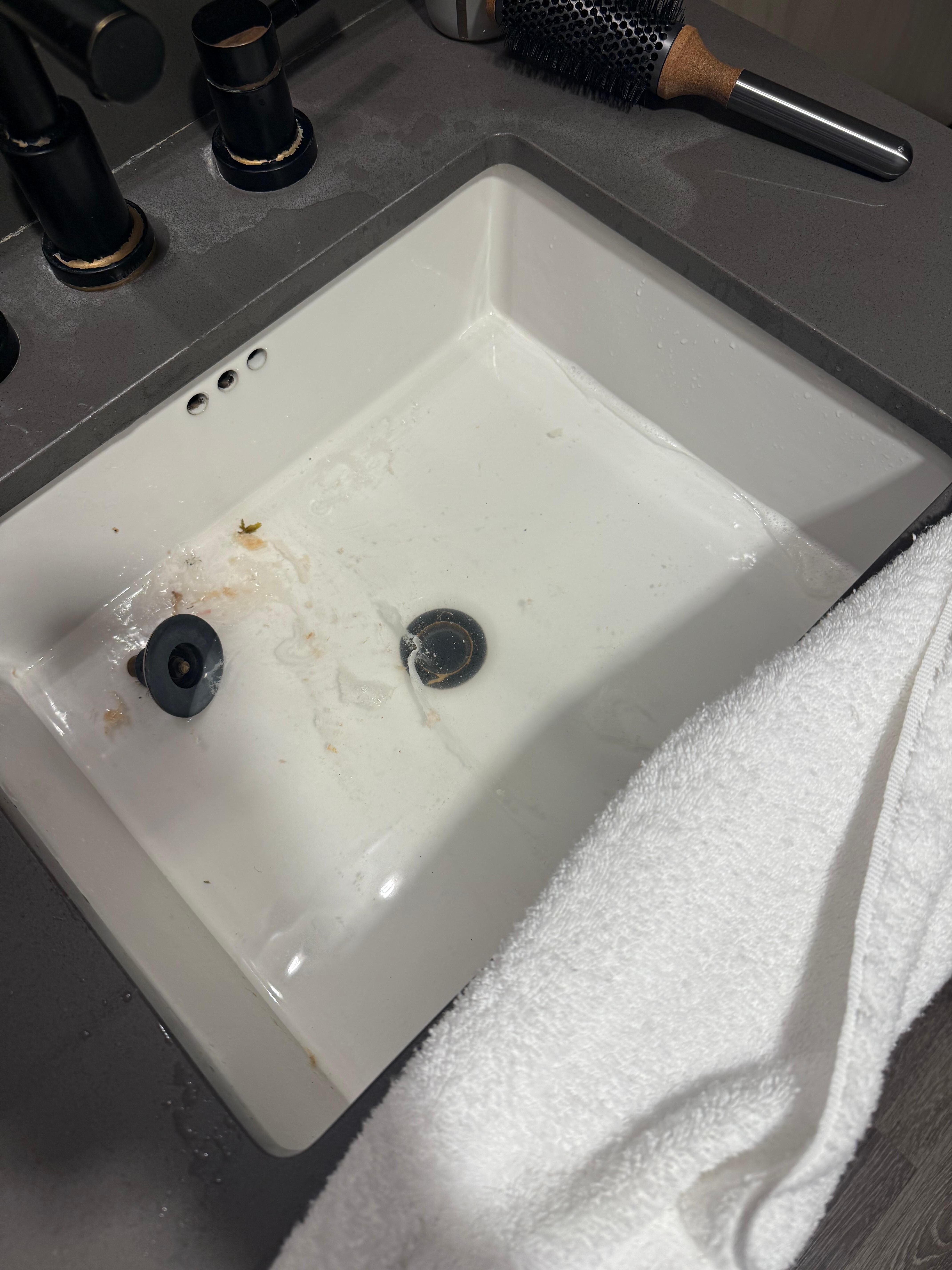 The sink drain was so clogged nothing would go down for 30 mins 
