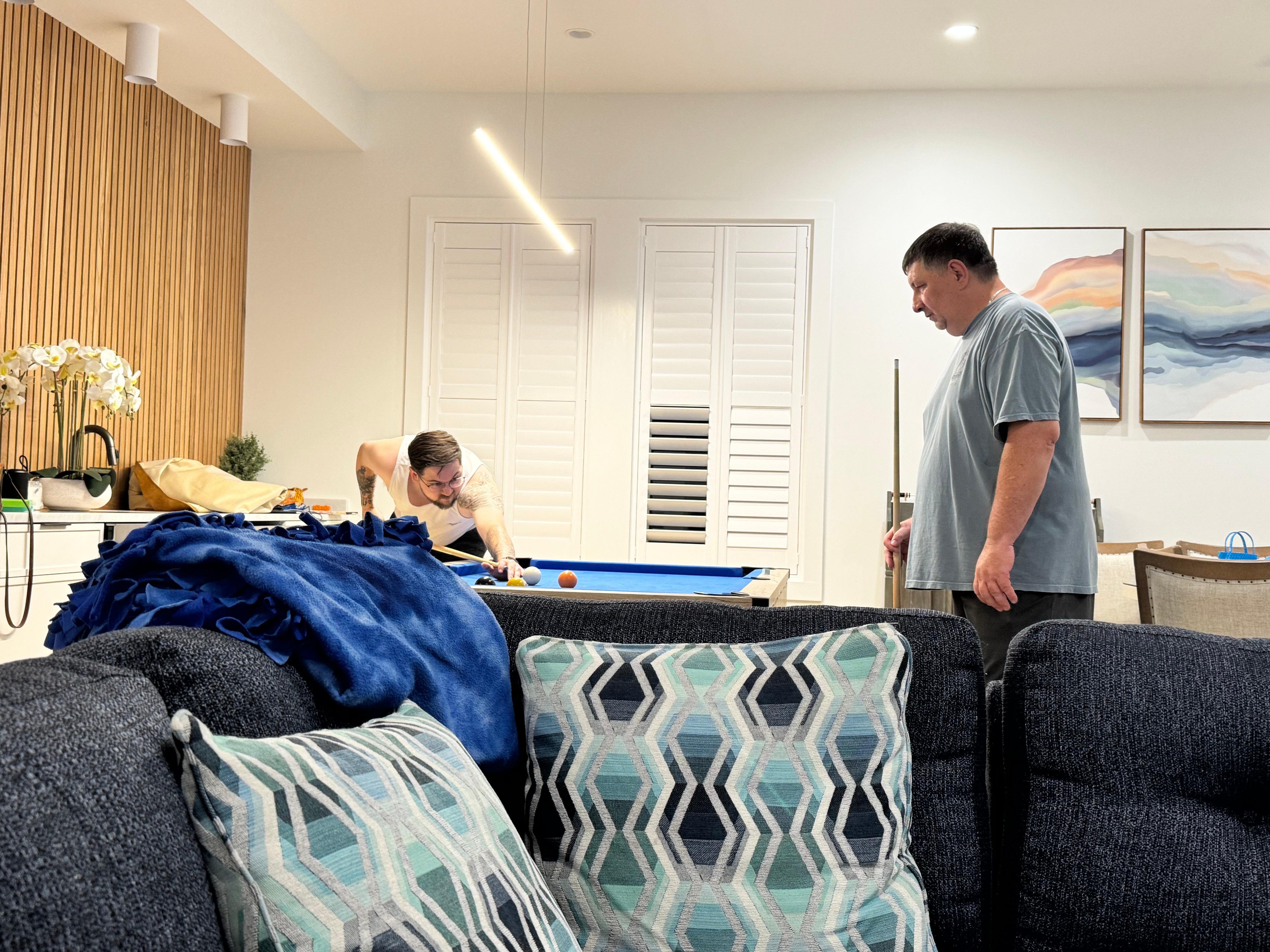 Pool table is downstairs in the main living area