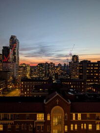 Breath taking view. The sun setting over Vancouver