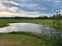 Outdoor fly fishing practice pond.