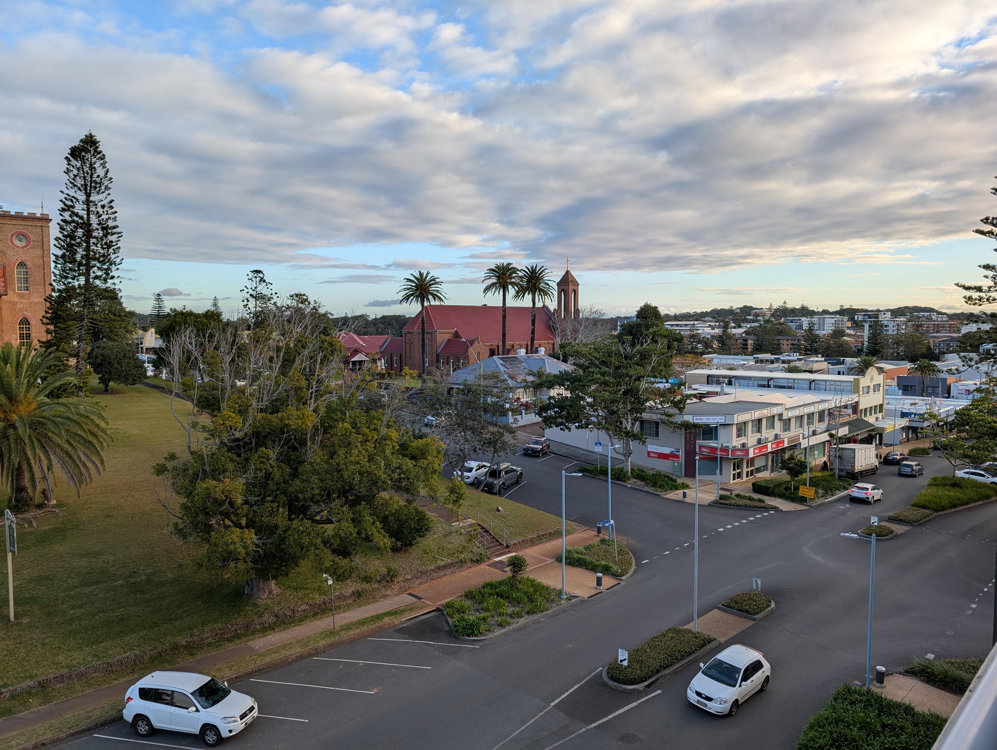 View from the west side of the building looking over Port Macquarie. 