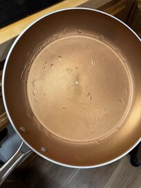 One of the frying pans that needs to be replaced.