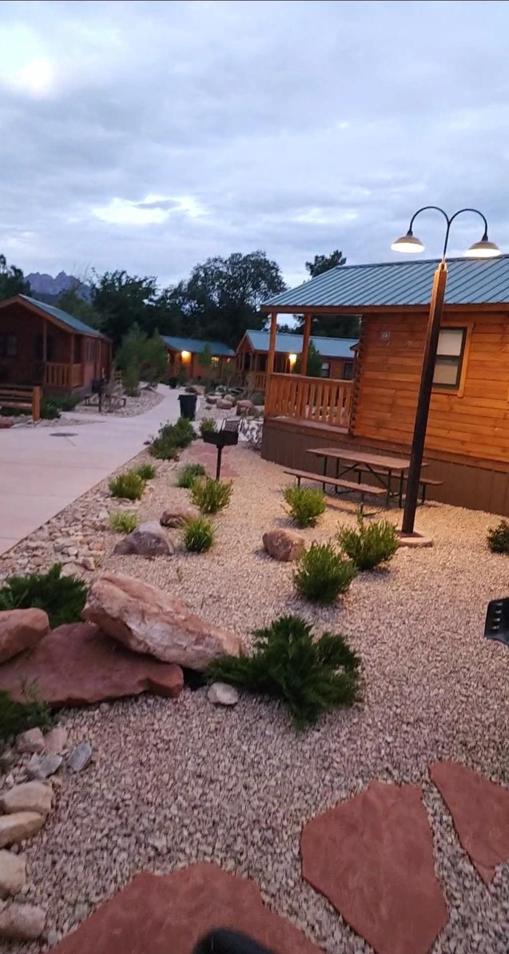 Stepping out of our cabin 