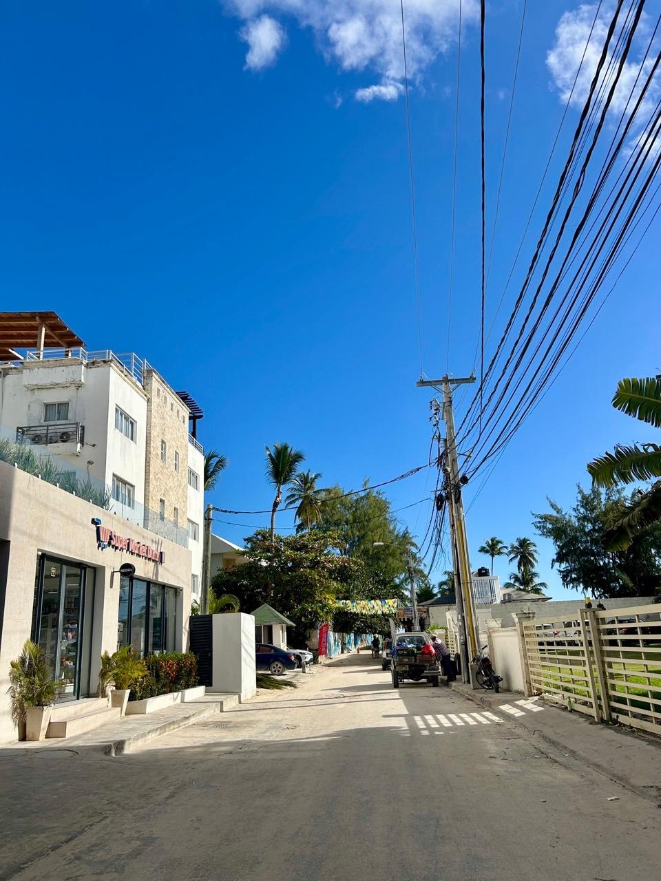 the property itself is about 5-7 minutes walk from the beach