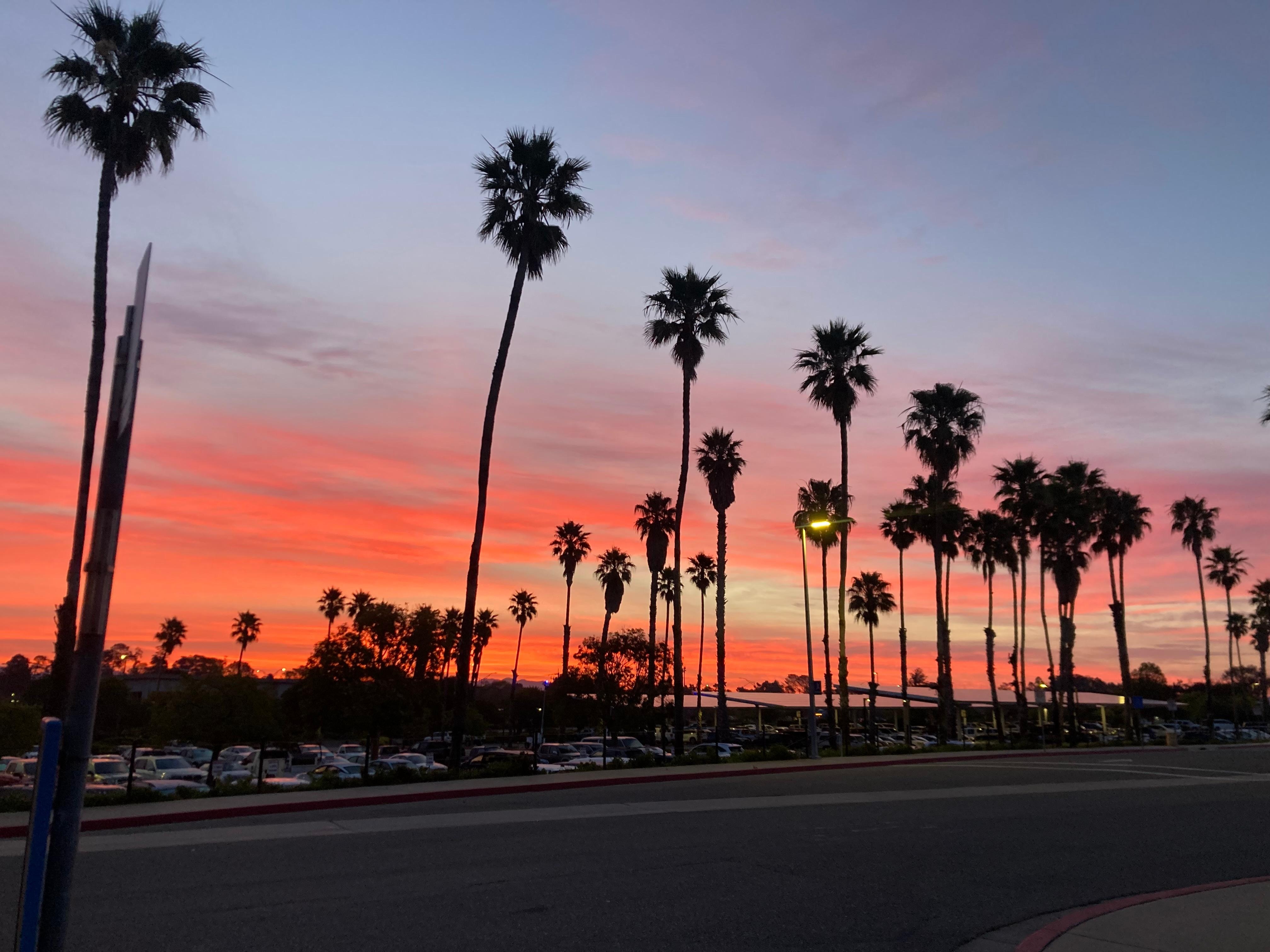 Your looking at a beautiful sunrise at the front of Santa Maria Airport 